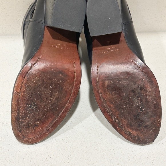 Rag‎ & Bone Harrow Ankle Boots Black Leather Size 38 Ankle Strap Booties - Picture 8 of 11